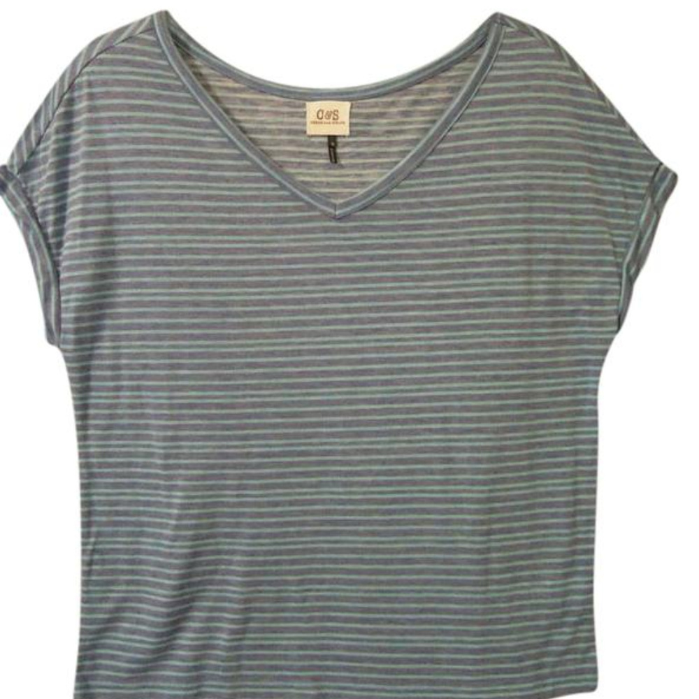 Blue Stripe Soft V-neck Tee Shirt